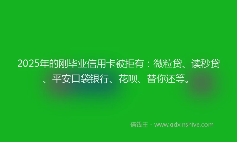 2025年的刚毕业信用卡被拒有：微粒贷、读秒贷、平安口袋银行、花呗、替你还等。