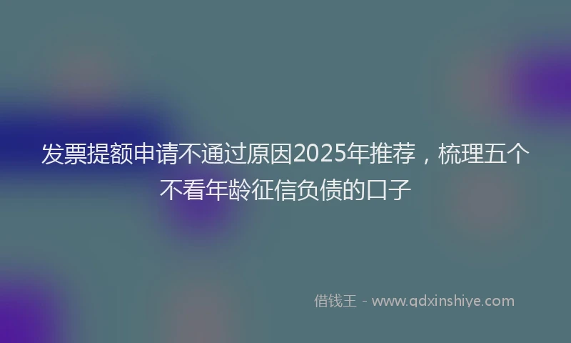 发票提额申请不通过原因2025年推荐，梳理五个不看年龄征信负债的口子