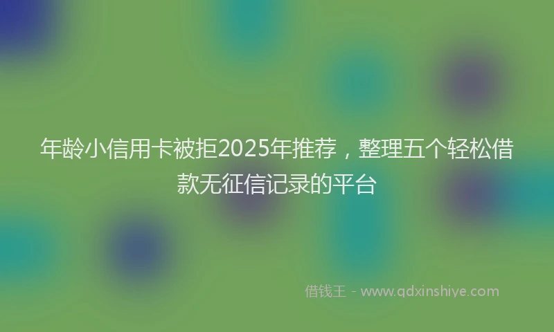年龄小信用卡被拒2025年推荐，整理五个轻松借款无征信记录的平台