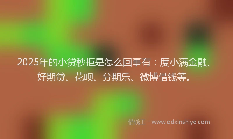 2025年的小贷秒拒是怎么回事有：度小满金融、好期贷、花呗、分期乐、微博借钱等。