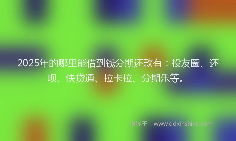 2025年的哪里能借到钱分期还款有：投友圈、还呗、快贷通、拉卡拉、分期乐等。