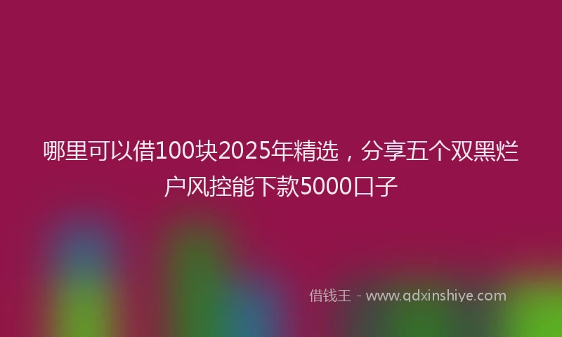 哪里可以借100块2025年精选，分享五个双黑烂户风控能下款5000口子