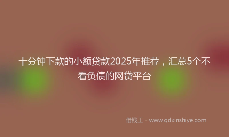 十分钟下款的小额贷款2025年推荐，汇总5个不看负债的网贷平台