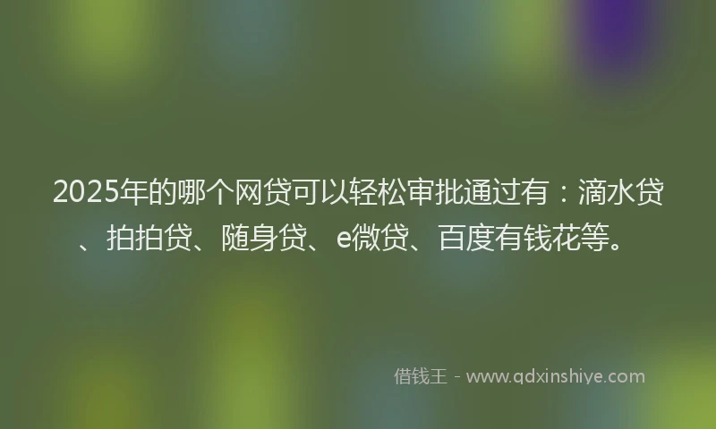 2025年的哪个网贷可以轻松审批通过有：滴水贷、拍拍贷、随身贷、e微贷、百度有钱花等。