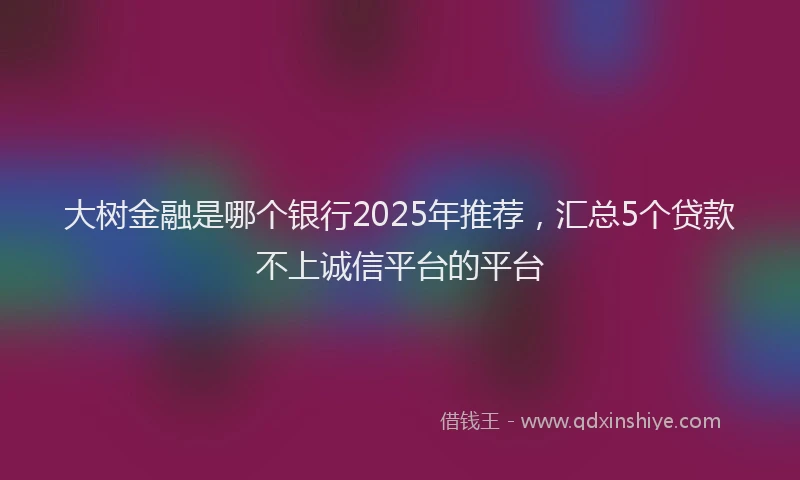 大树金融是哪个银行2025年推荐，汇总5个贷款不上诚信平台的平台