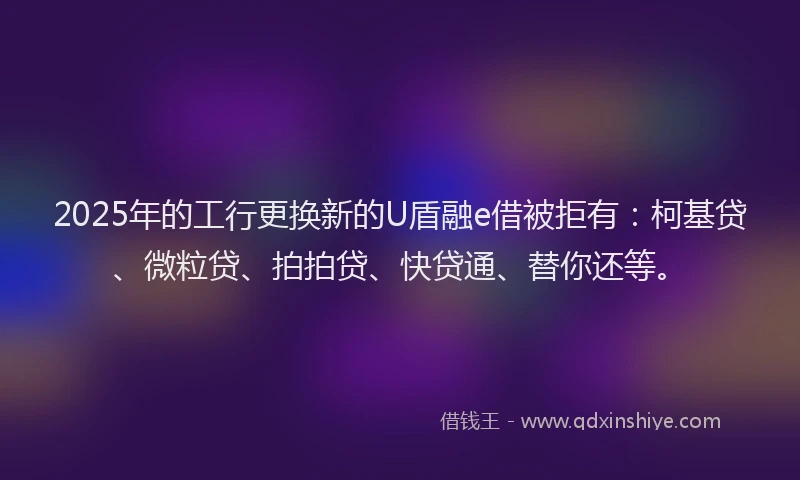 2025年的工行更换新的U盾融e借被拒有：柯基贷、微粒贷、拍拍贷、快贷通、替你还等。