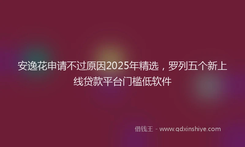 安逸花申请不过原因2025年精选，罗列五个新上线贷款平台门槛低软件