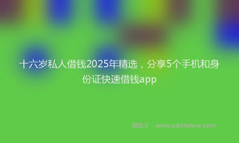 十六岁私人借钱2025年精选，分享5个手机和身份证快速借钱app