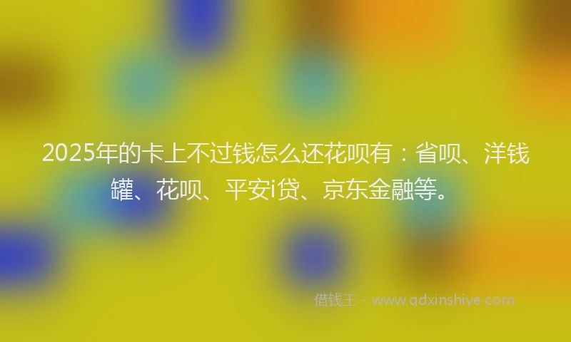 2025年的卡上不过钱怎么还花呗有：省呗、洋钱罐、花呗、平安i贷、京东金融等。