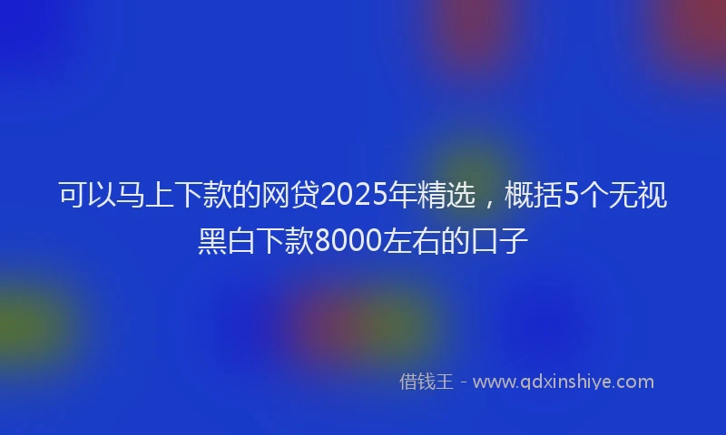 可以马上下款的网贷2025年精选，概括5个无视黑白下款8000左右的口子