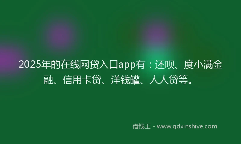 2025年的在线网贷入口app有：还呗、度小满金融、信用卡贷、洋钱罐、人人贷等。