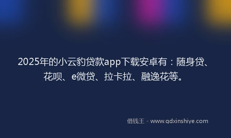 2025年的小云豹贷款app下载安卓有：随身贷、花呗、e微贷、拉卡拉、融逸花等。