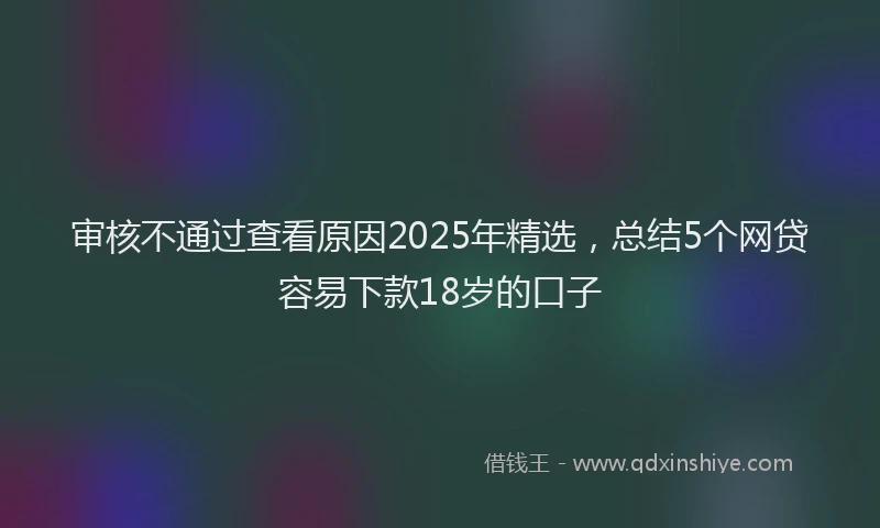 审核不通过查看原因2025年精选，总结5个网贷容易下款18岁的口子