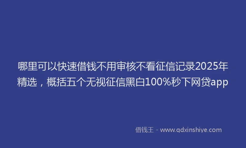 哪里可以快速借钱不用审核不看征信记录2025年精选，概括五个无视征信黑白100%秒下网贷app
