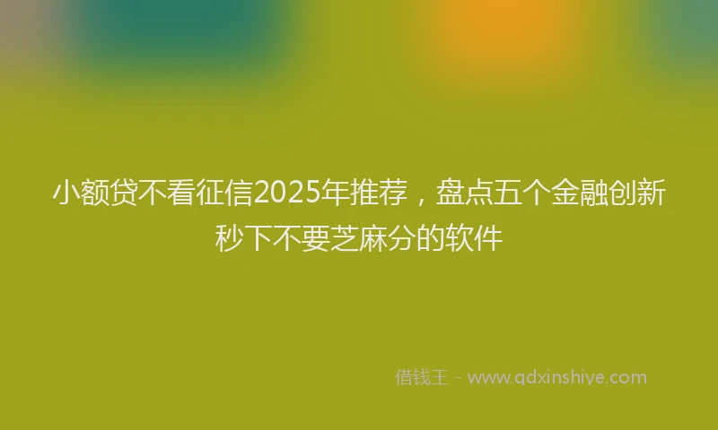 小额贷不看征信2025年推荐，盘点五个金融创新秒下不要芝麻分的软件