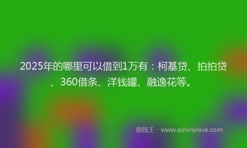 2025年的哪里可以借到1万有：柯基贷、拍拍贷、360借条、洋钱罐、融逸花等。