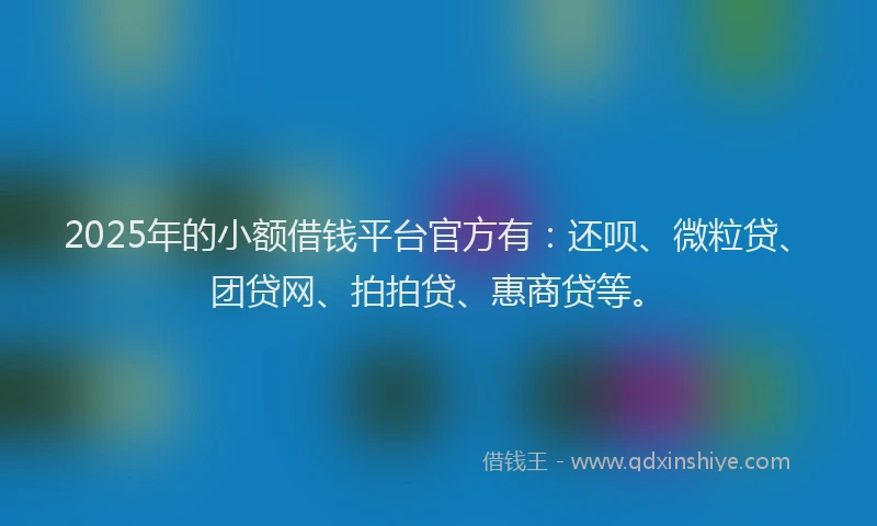 2025年的小额借钱平台官方有：还呗、微粒贷、团贷网、拍拍贷、惠商贷等。