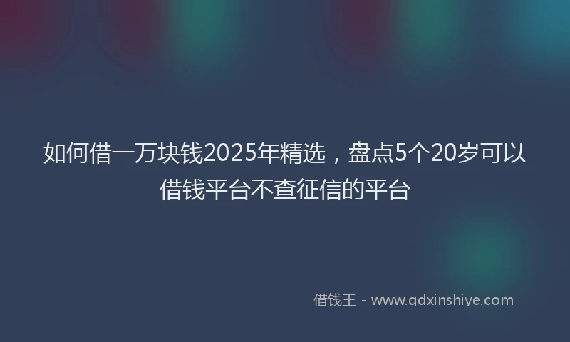 如何借一万块钱2025年精选，盘点5个20岁可以借钱平台不查征信的平台