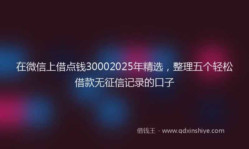 在微信上借点钱30002025年精选，整理五个轻松借款无征信记录的口子
