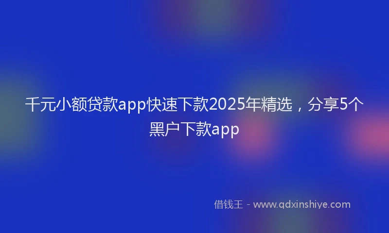 千元小额贷款app快速下款2025年精选，分享5个黑户下款app