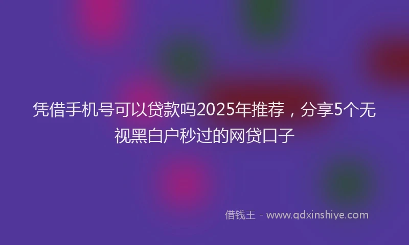 凭借手机号可以贷款吗2025年推荐，分享5个无视黑白户秒过的网贷口子