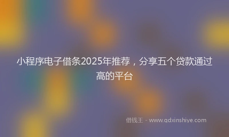 小程序电子借条2025年推荐，分享五个贷款通过高的平台