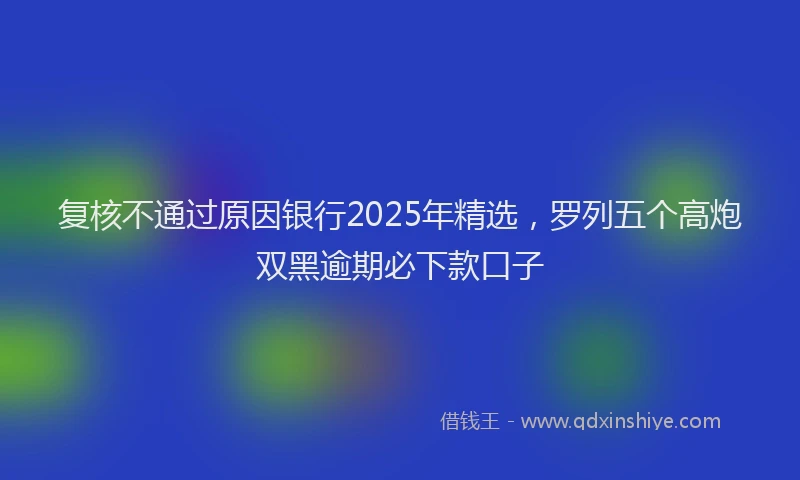 复核不通过原因银行2025年精选，罗列五个高炮双黑逾期必下款口子