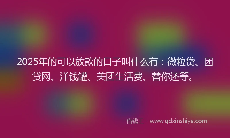 2025年的可以放款的口子叫什么有：微粒贷、团贷网、洋钱罐、美团生活费、替你还等。