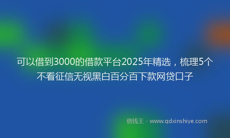 可以借到3000的借款平台2025年精选，梳理5个不看征信无视黑白百分百下款网贷口子