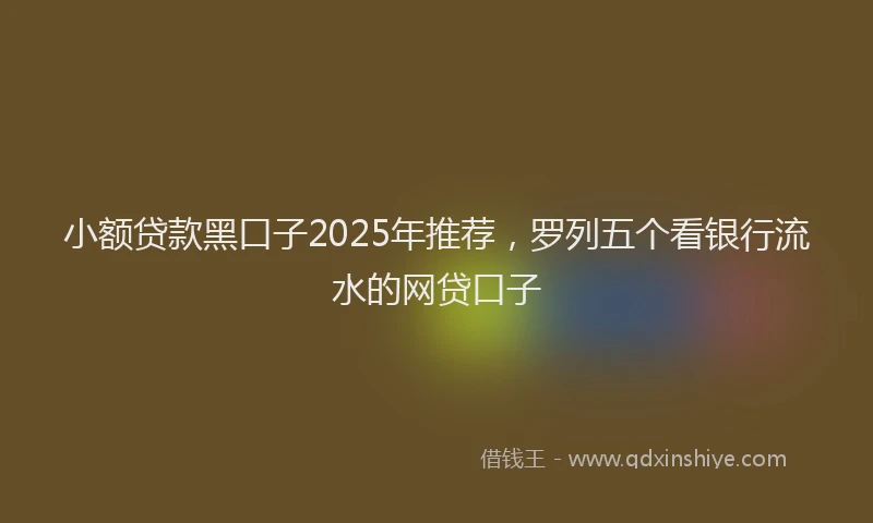 小额贷款黑口子2025年推荐，罗列五个看银行流水的网贷口子