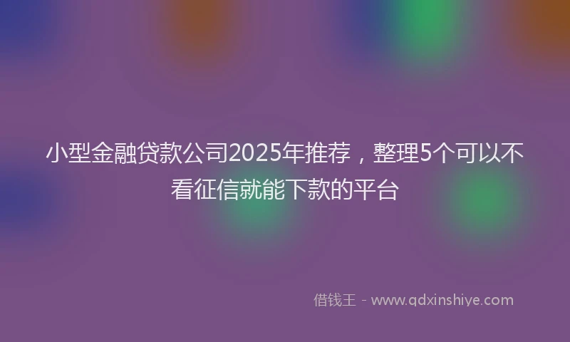 小型金融贷款公司2025年推荐，整理5个可以不看征信就能下款的平台