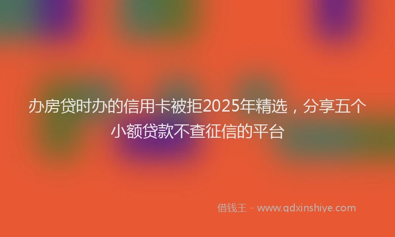 办房贷时办的信用卡被拒2025年精选，分享五个小额贷款不查征信的平台