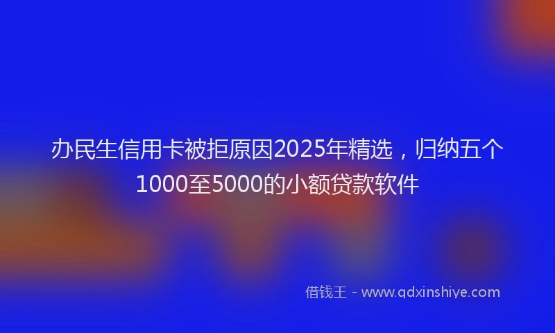 办民生信用卡被拒原因2025年精选，归纳五个1000至5000的小额贷款软件