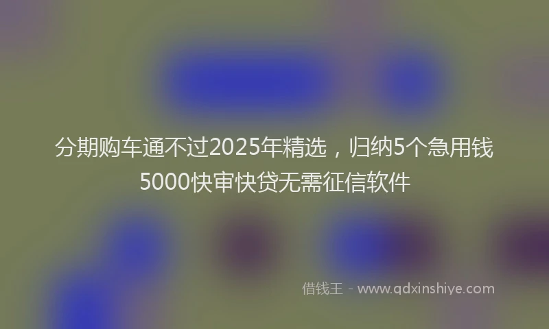 分期购车通不过2025年精选，归纳5个急用钱5000快审快贷无需征信软件