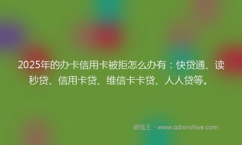 2025年的办卡信用卡被拒怎么办有：快贷通、读秒贷、信用卡贷、维信卡卡贷、人人贷等。