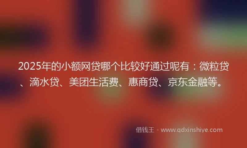 2025年的小额网贷哪个比较好通过呢有：微粒贷、滴水贷、美团生活费、惠商贷、京东金融等。