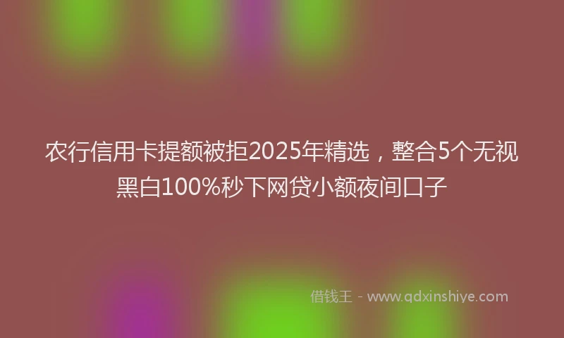 农行信用卡提额被拒2025年精选，整合5个无视黑白100%秒下网贷小额夜间口子