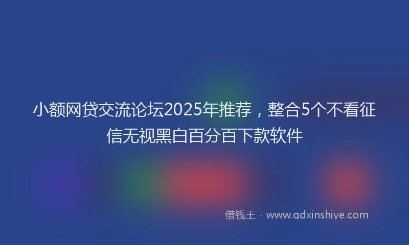 小额网贷交流论坛2025年推荐，整合5个不看征信无视黑白百分百下款软件