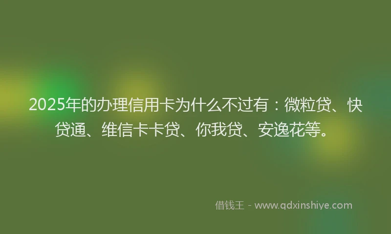 2025年的办理信用卡为什么不过有：微粒贷、快贷通、维信卡卡贷、你我贷、安逸花等。