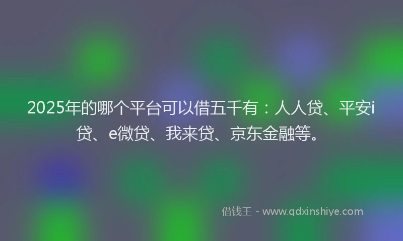 2025年的哪个平台可以借五千有：人人贷、平安i贷、e微贷、我来贷、京东金融等。