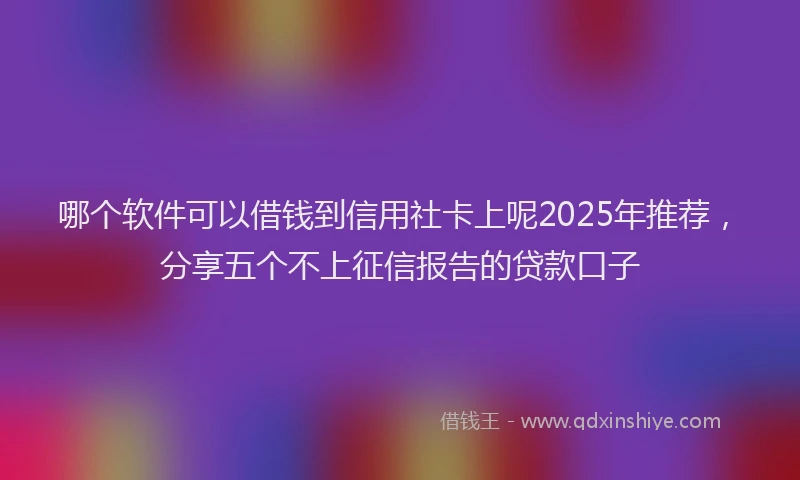 哪个软件可以借钱到信用社卡上呢2025年推荐，分享五个不上征信报告的贷款口子