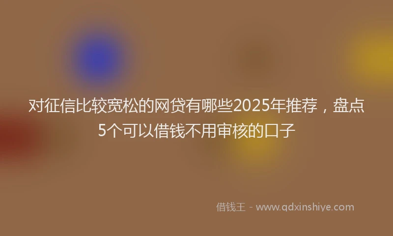 对征信比较宽松的网贷有哪些2025年推荐，盘点5个可以借钱不用审核的口子