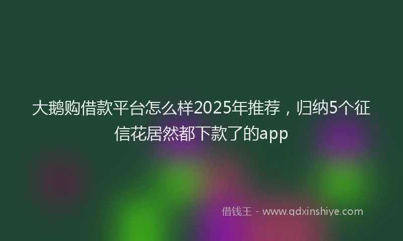 大鹅购借款平台怎么样2025年推荐，归纳5个征信花居然都下款了的app