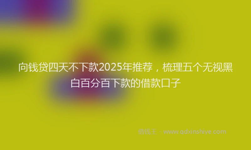 向钱贷四天不下款2025年推荐，梳理五个无视黑白百分百下款的借款口子