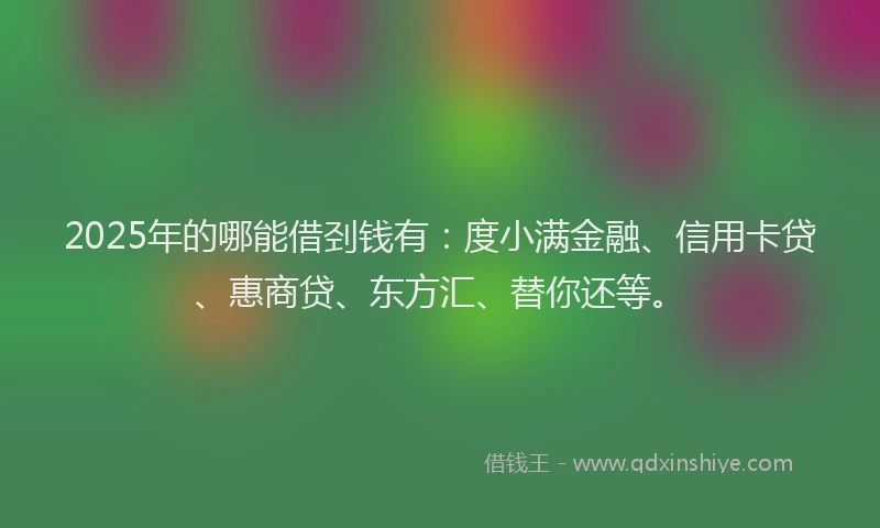 2025年的哪能借刭钱有：度小满金融、信用卡贷、惠商贷、东方汇、替你还等。