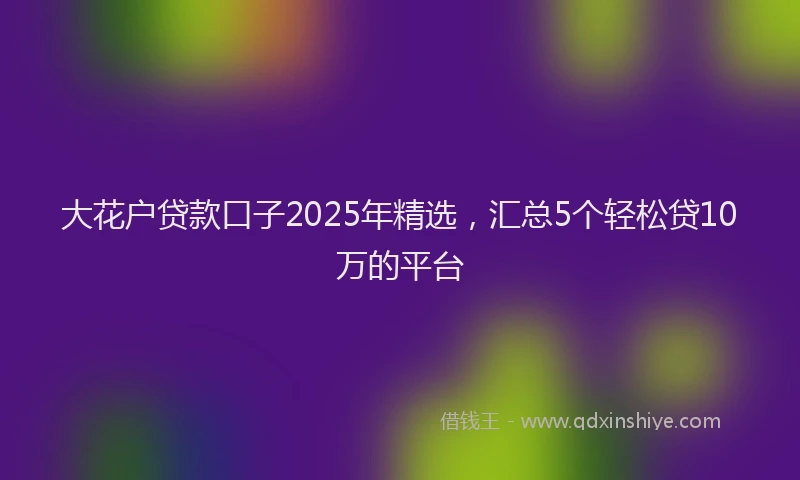 大花户贷款口子2025年精选，汇总5个轻松贷10万的平台