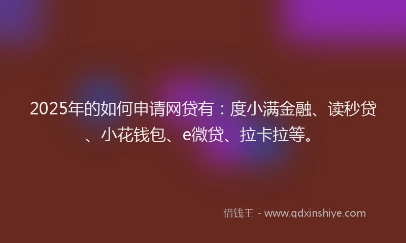 2025年的如何申请网贷有：度小满金融、读秒贷、小花钱包、e微贷、拉卡拉等。