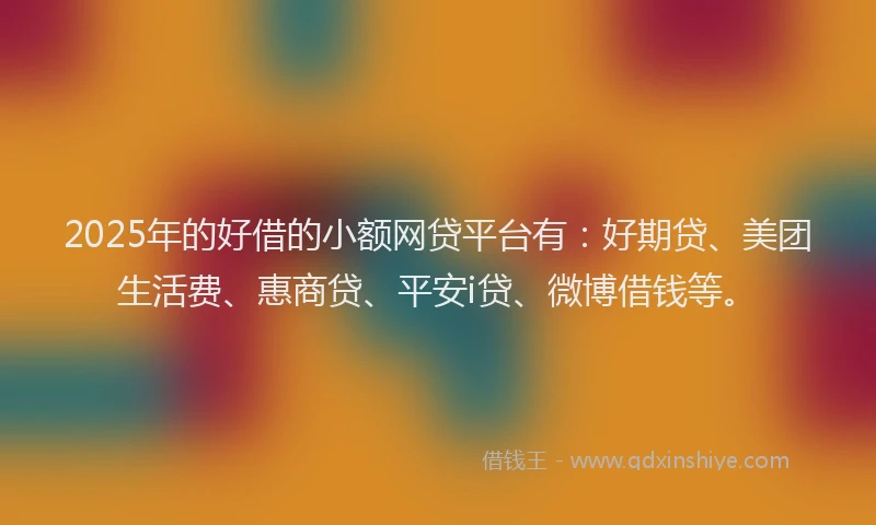 2025年的好借的小额网贷平台有：好期贷、美团生活费、惠商贷、平安i贷、微博借钱等。