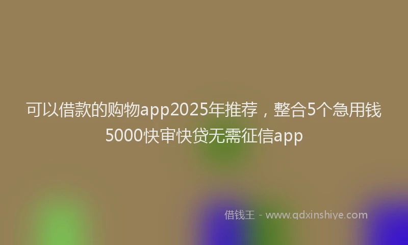 可以借款的购物app2025年推荐，整合5个急用钱5000快审快贷无需征信app
