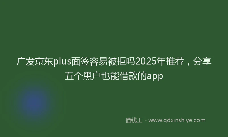 广发京东plus面签容易被拒吗2025年推荐，分享五个黑户也能借款的app